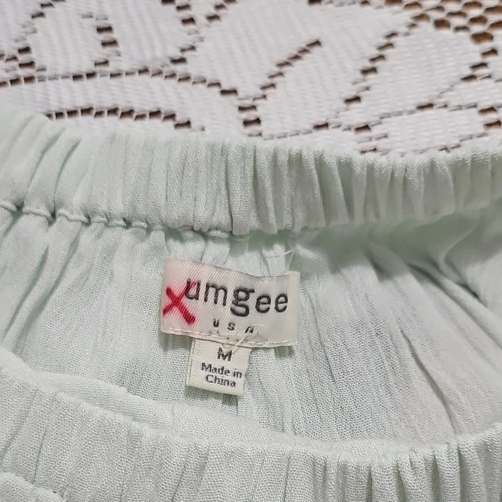 Umgee Mint Ruffled Flutter Sleeve Blouse - Picture 5 of 8
